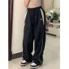 Contrast Piping Black Baggy Sweatpants
