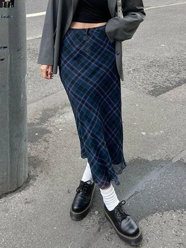 Vintage Checkered Maxi Skirt