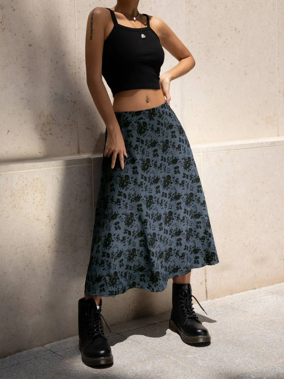 Floral Print Midi Skirt