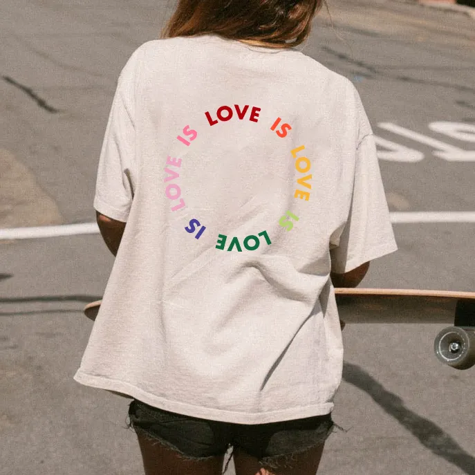 Unisex Love Is Love Print Loose T-Shirt