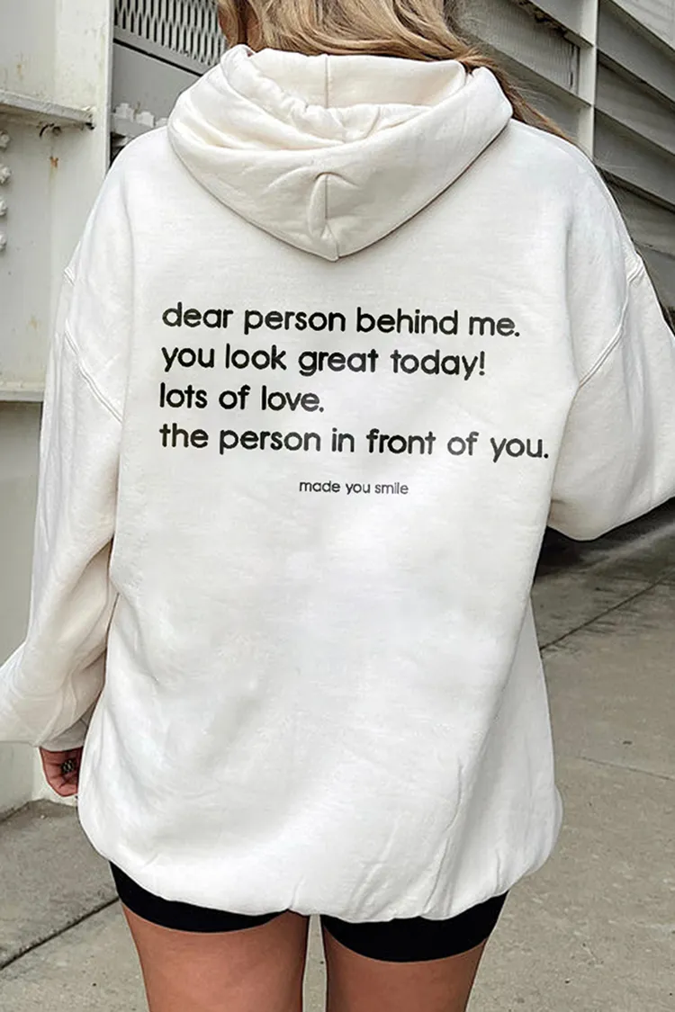 Dear Person Behind Me Slogan Print Sweatshirt