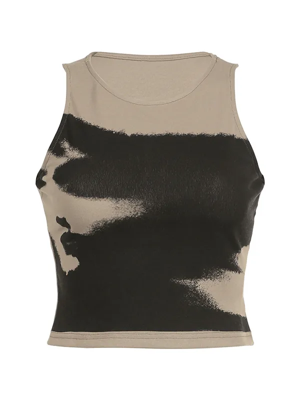 Portrait Print Cropped Tank Top