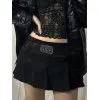 Denim Pleated Cargo Mini Skirt