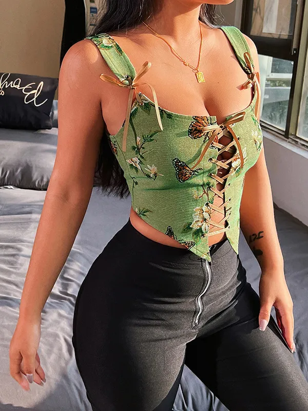 Retro Style Floral Embroidery Strap Small Camisole