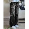 Washed Heart Pattern Cargo Jeans