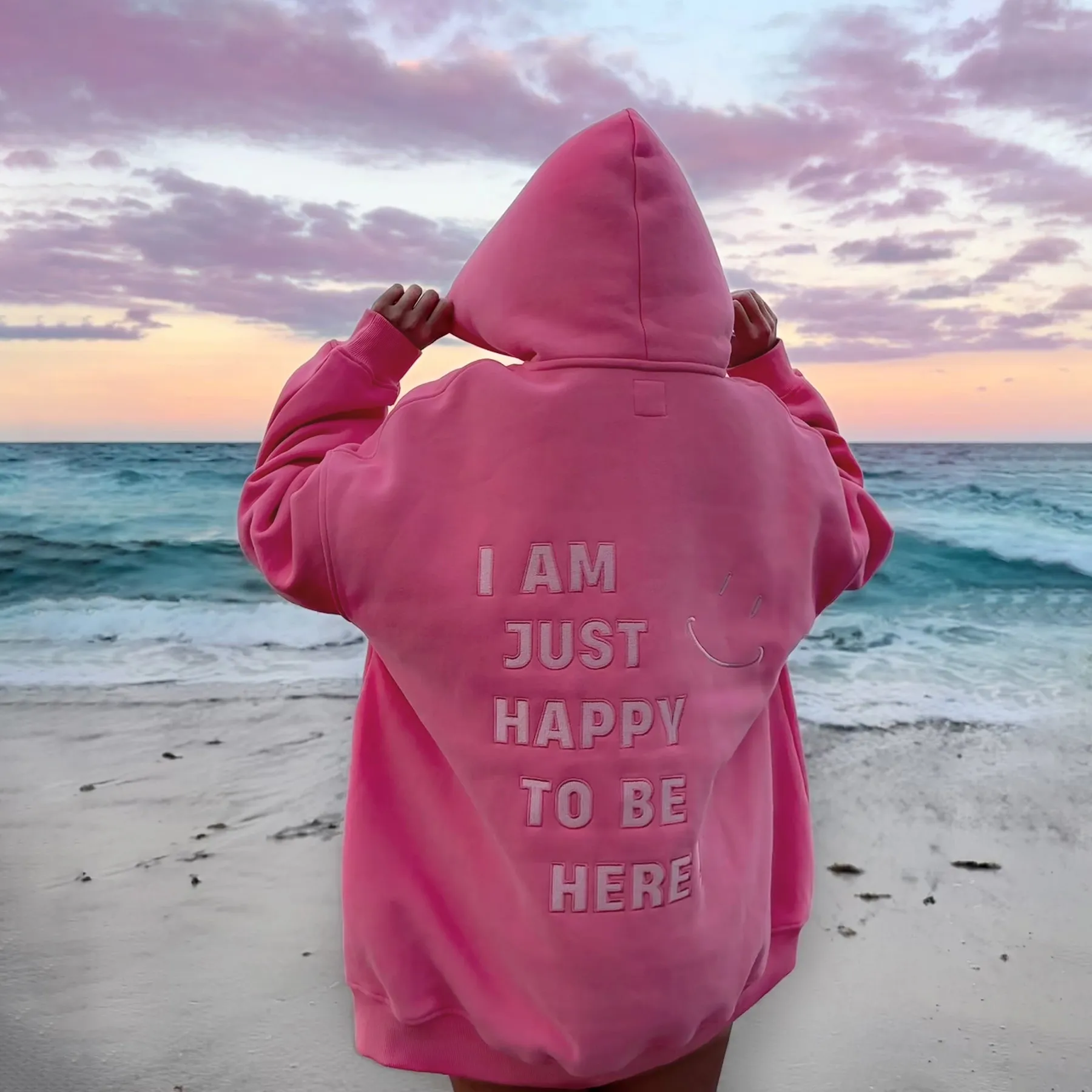 I AM JUST HAPPY TO BE HERE HOODIE