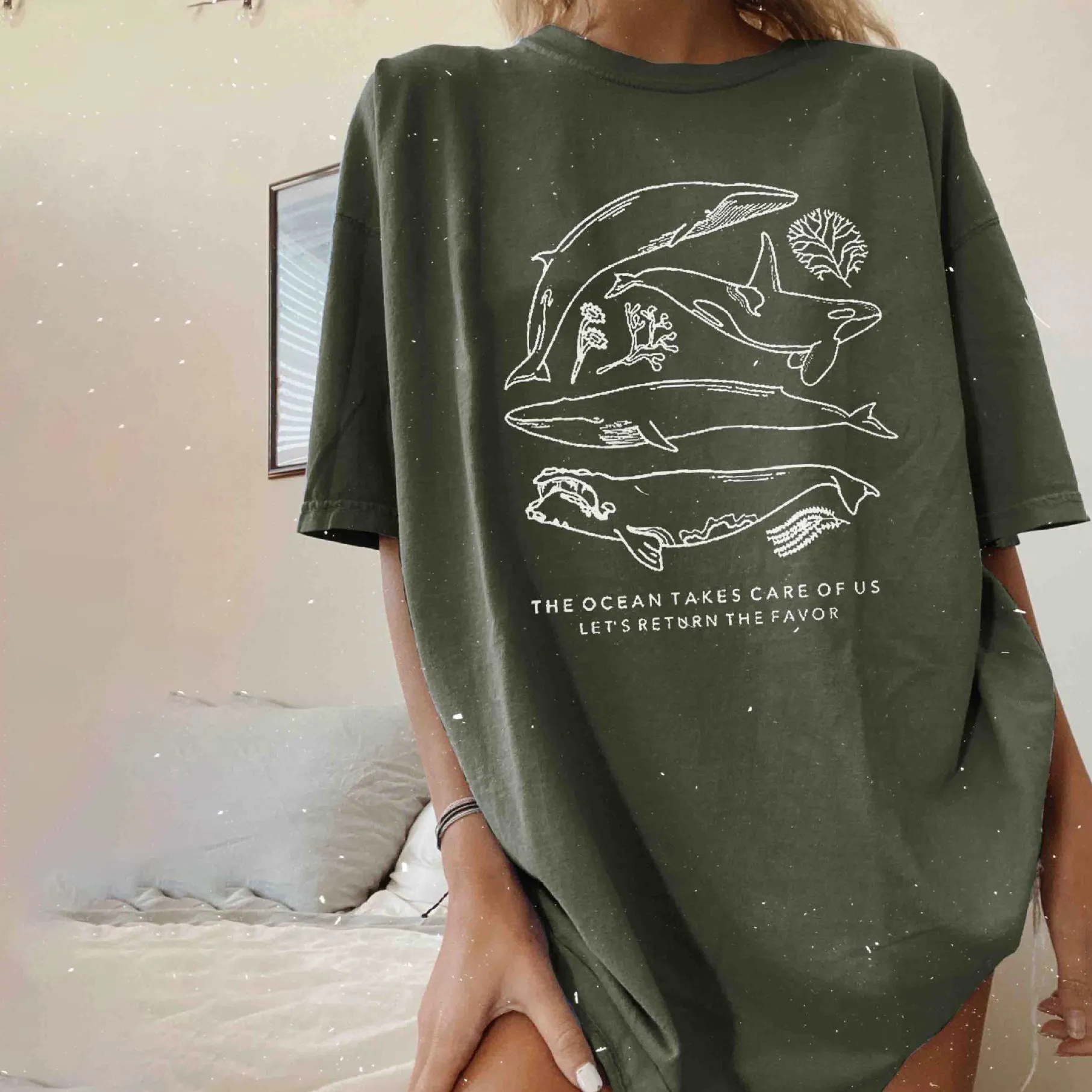 Women's Whale Print Loose T-Shirt