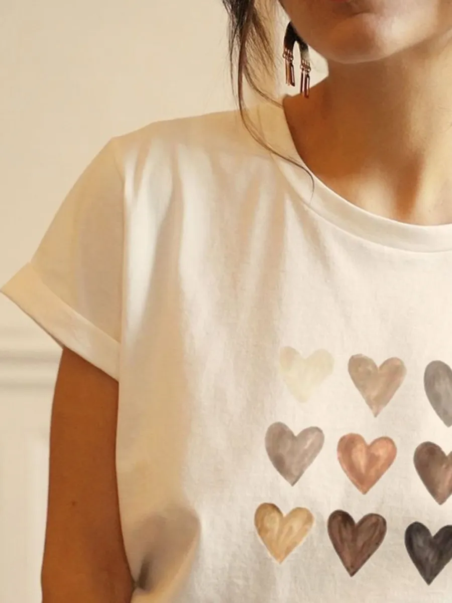 Casual Love Print Round-neck T-shirt