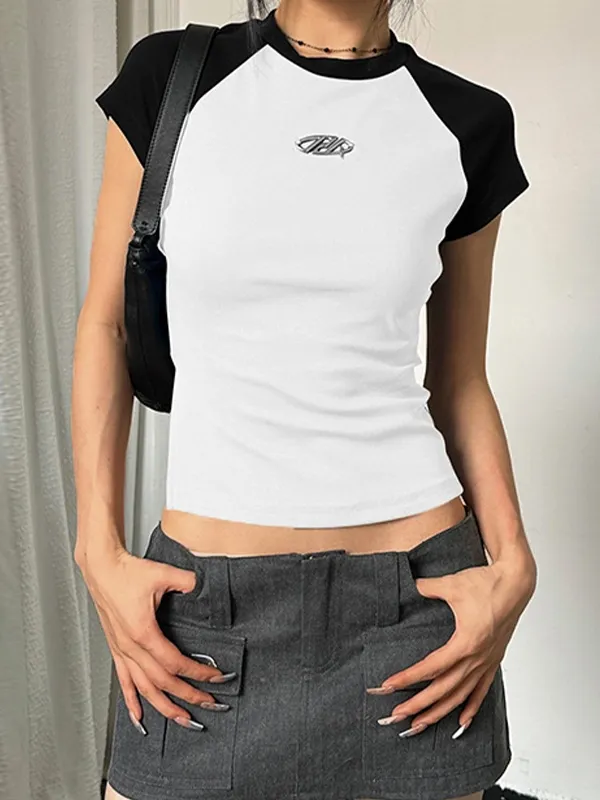 Vintage Asymmetric Raglan Short Sleeve Tee