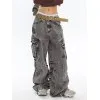 Acid Washed Baggy Cargo Jeans