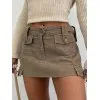 Paneled Denim Cargo Mini Skirt