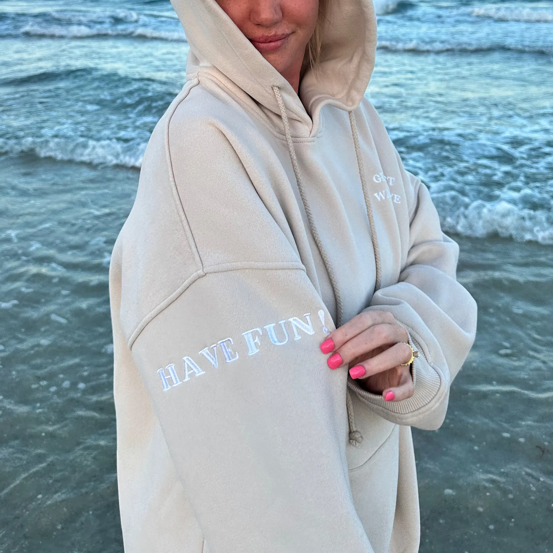 GIRLS JUST WANNA HAVE FUN EMBROIDER HOODIE
