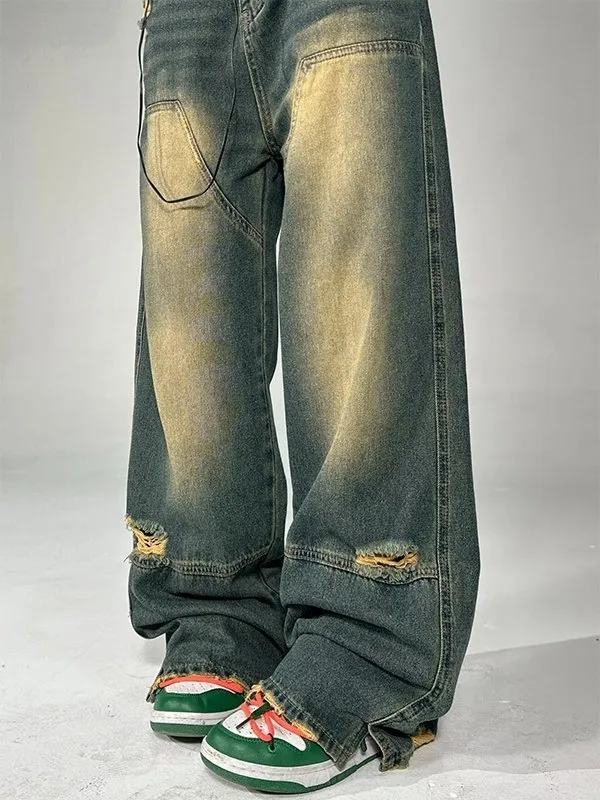 Distressed Denim Contrast Jeans