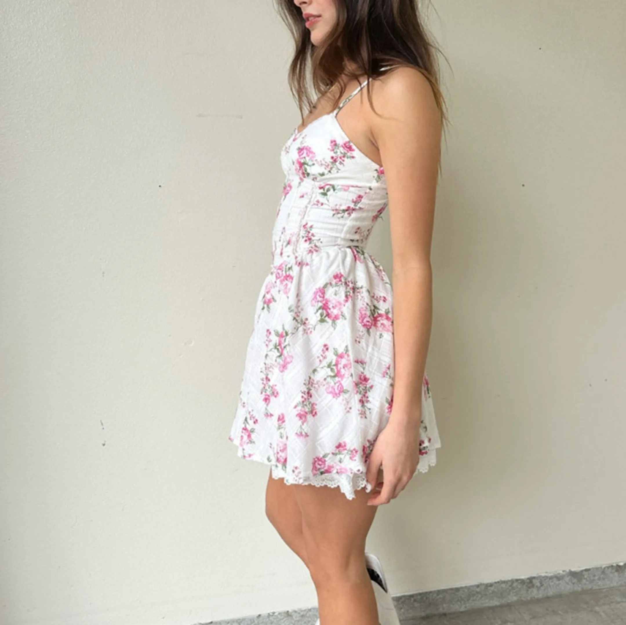 Women's Floral Printed Suspender Mini Dress