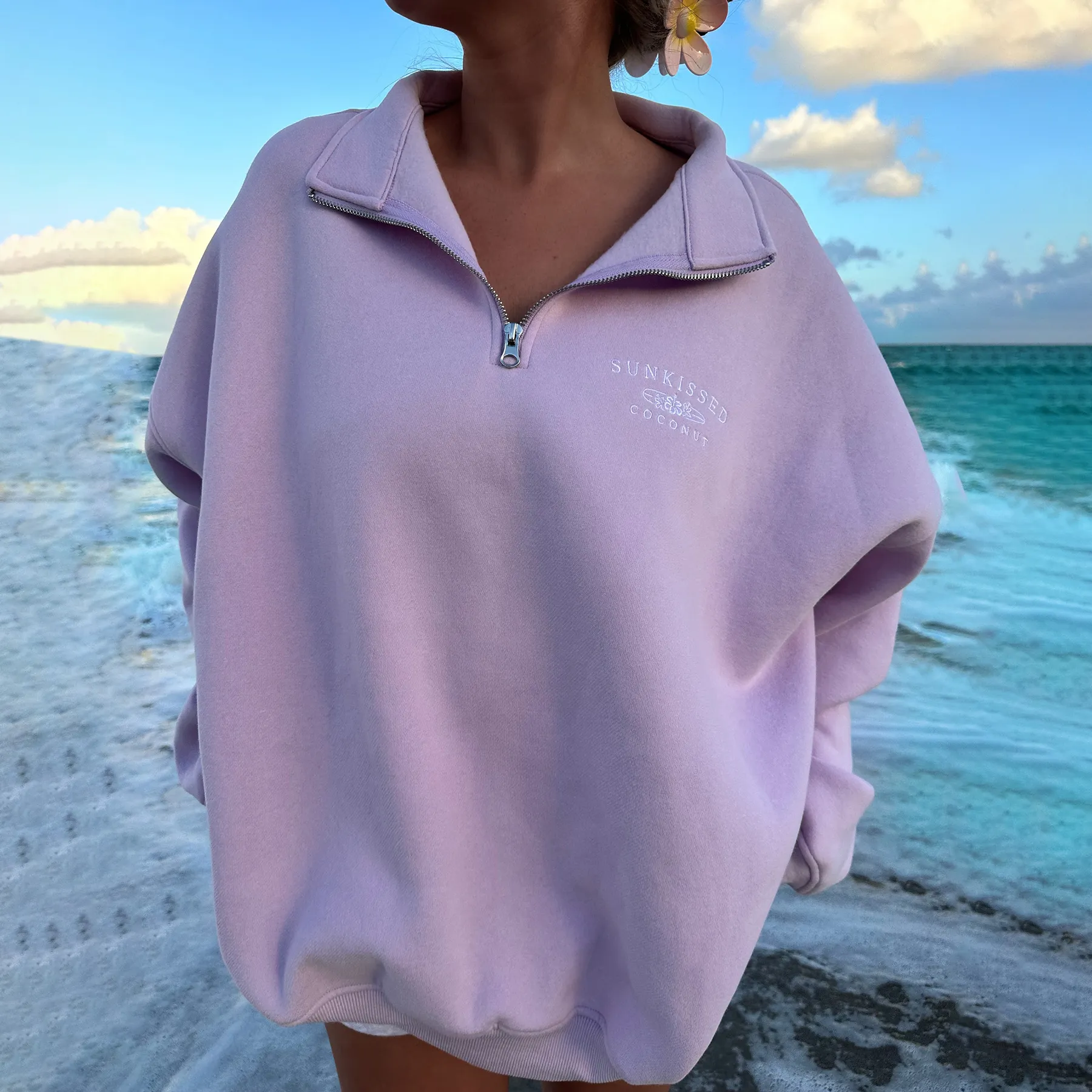 Frosty Lavender Quarter-Zip Sweatshirt
