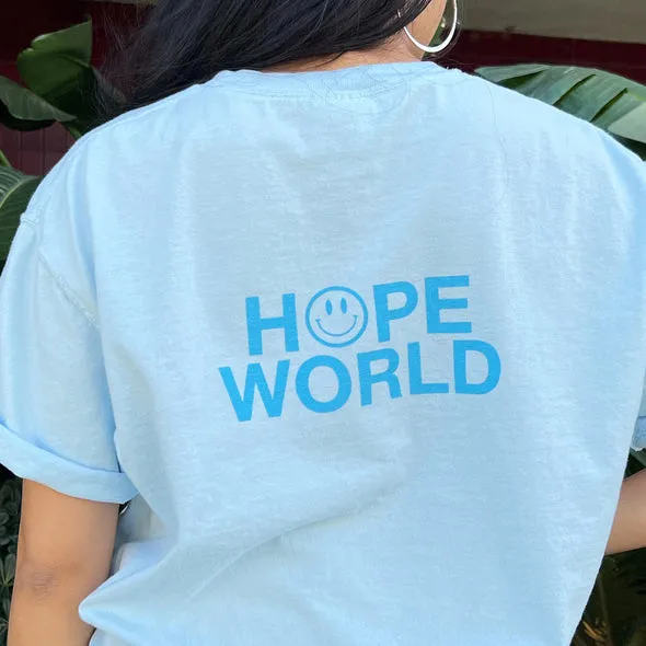 'hope World' Print Crew Neck Short Sleeve T-shirt