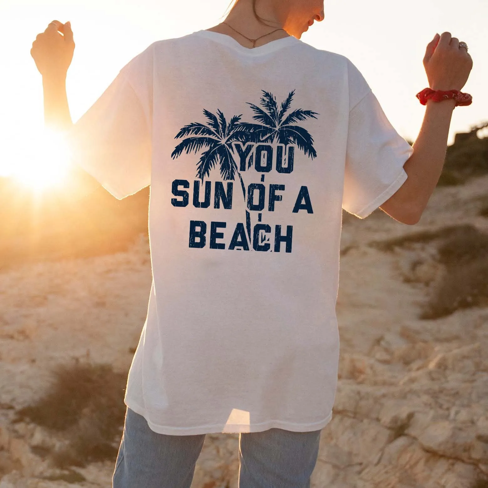 Unisex You Sun Of A Beach Print Loose T-Shirt