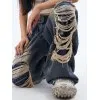 Retro Distressed Patch Ripped Design Niche Ripped Jeans