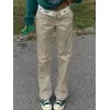 Patchwork Waist Straight Leg Pants