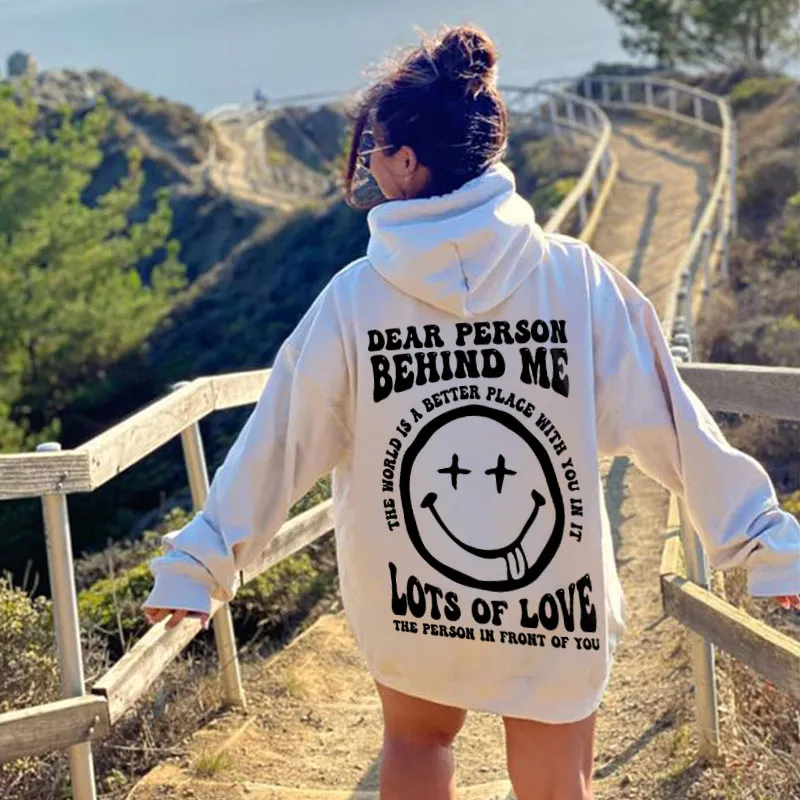 Dear Person Behind Me Smile Face Print Hoodie