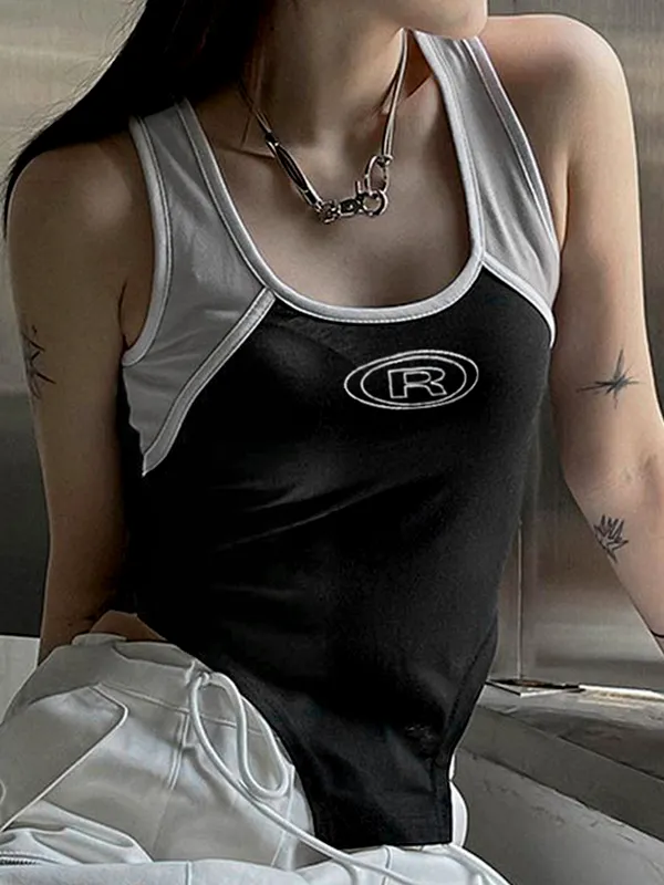 Asymmetric Contrast Tank Top