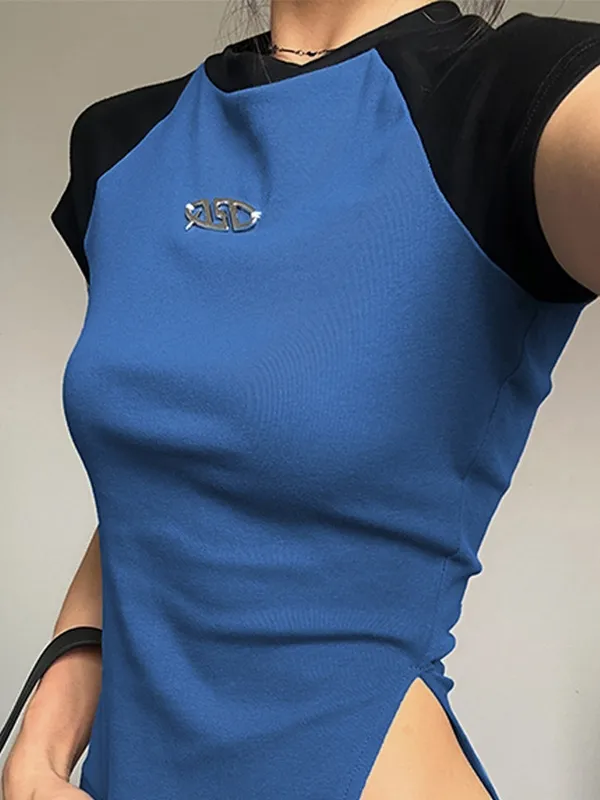 Vintage Asymmetric Raglan Short Sleeve Tee