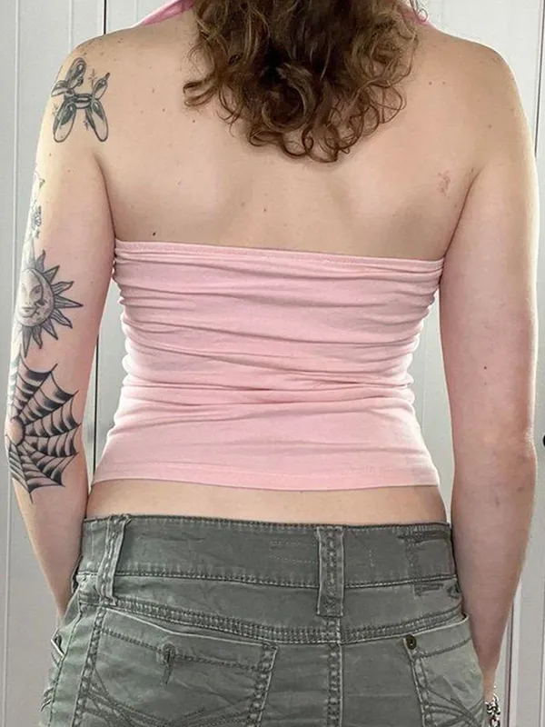 Pink Letter Halter Tank Top