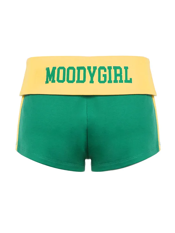 Contrasting Letter Print Sweatshirt Shorts