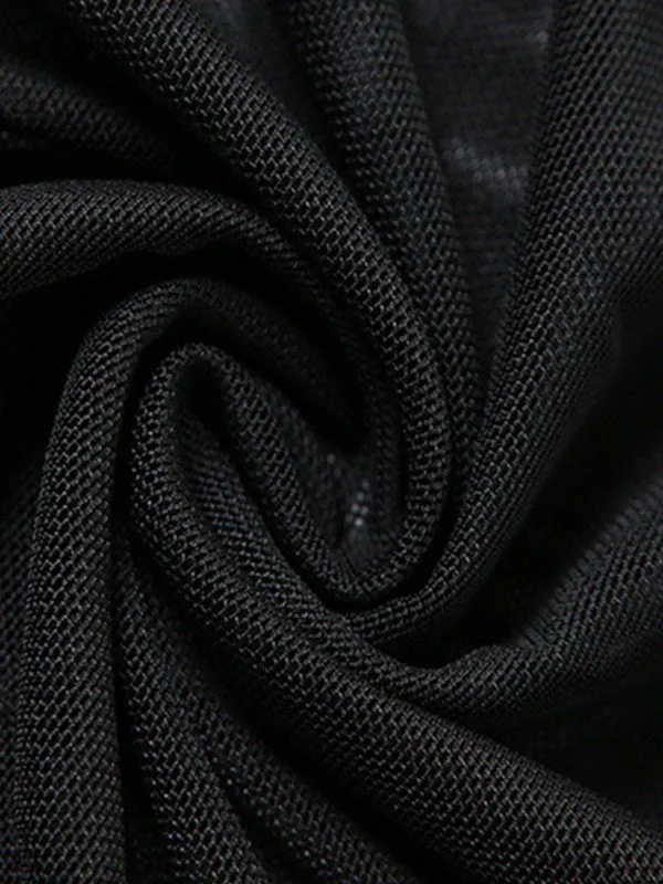 Black Asymmetric Mesh Maxi Skirt