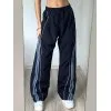 Piping Detail Wide Leg Track Pants