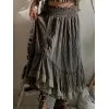 High Waist A-Line Solid Color Casual Ruched Midi Skirts