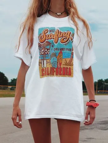 Women's Casual Holiday Printed Long T-shirt