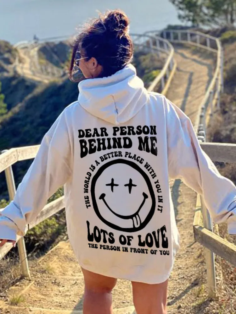 Dear Person Behind Me Smile Face Print Hoodie