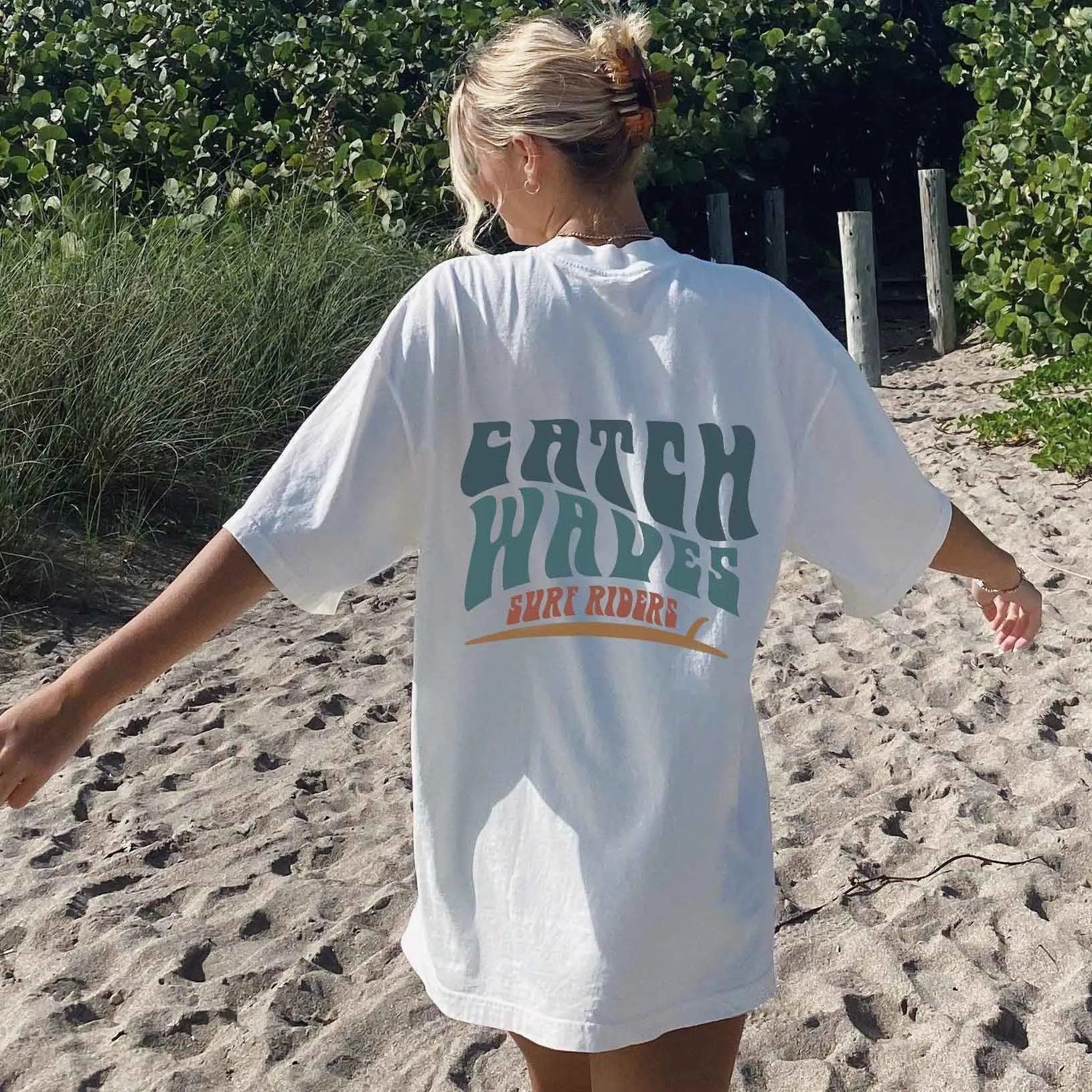 Women's Catch Waves Surf Riders Loose T-Shirt