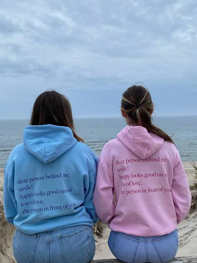 Dear Person Behind Me,Smile Print Hoodie