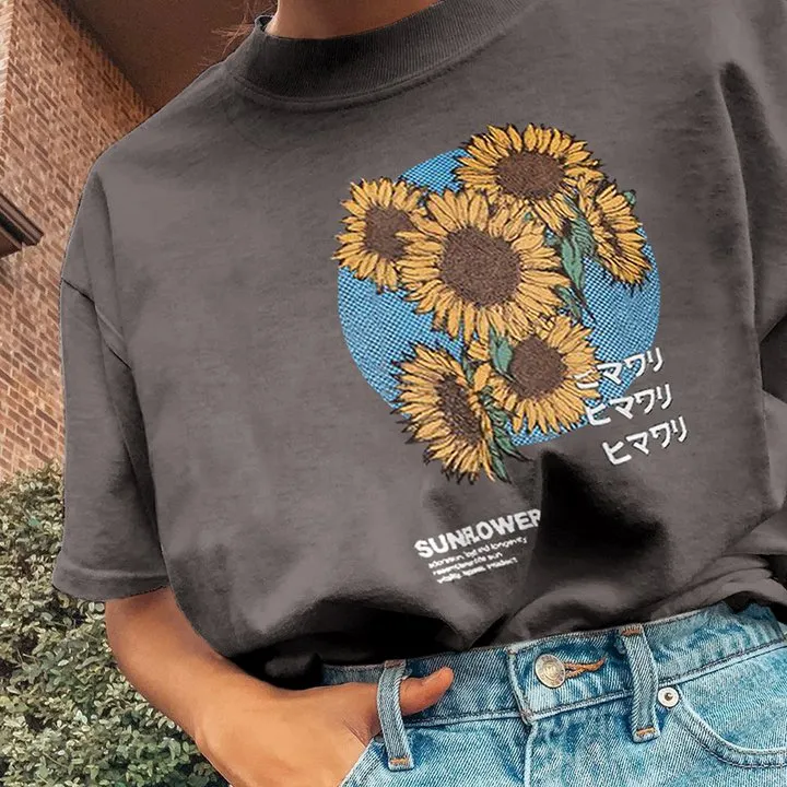 SUNFLOWER Vintage Printed Casual T-shirt
