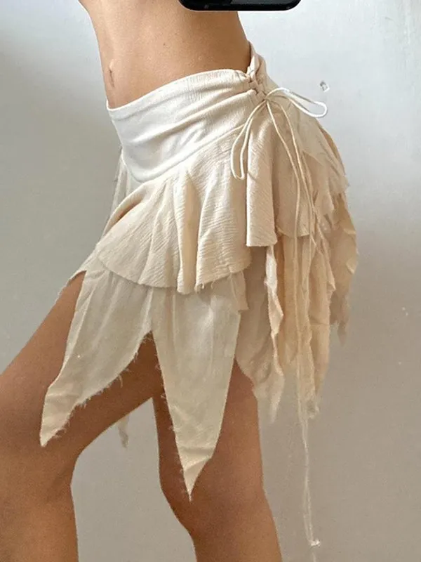 Mechanism Material Side Irregular Fairy Mini Skirts