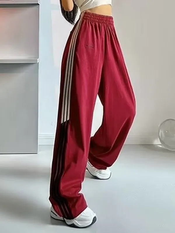 Striped Wide-Leg Slacks