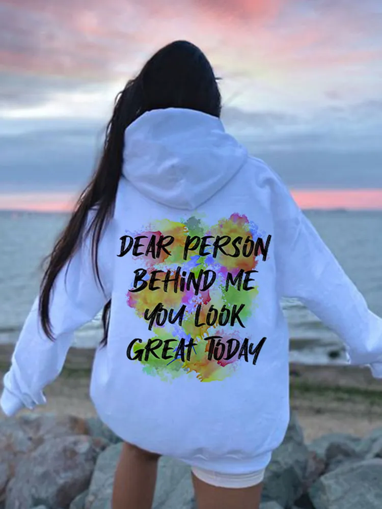 Dear Person Behind Me Graffiti Print Hoodie