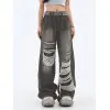 Retro Distressed Patch Ripped Design Niche Ripped Jeans
