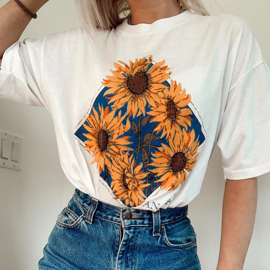 Casual Sunflower Printed Short Sleeves T-shirts