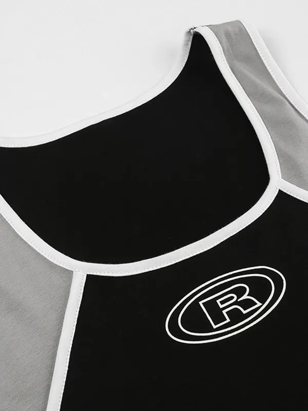 Asymmetric Contrast Tank Top